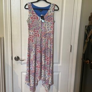 Ronni Nicole Sz S V-neck tank handkerchief hem dress NWT